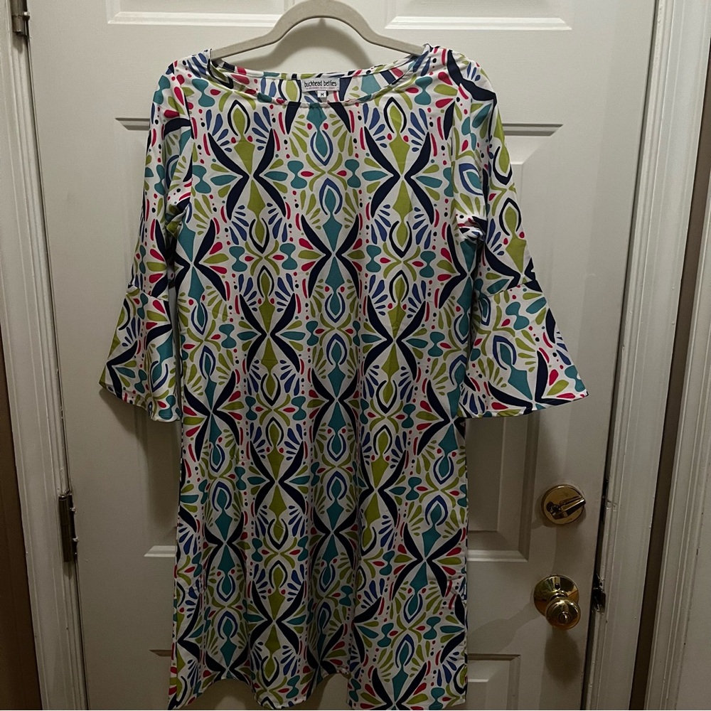 Buckhead Betties Colorful Geometric Pattern Dress Medium